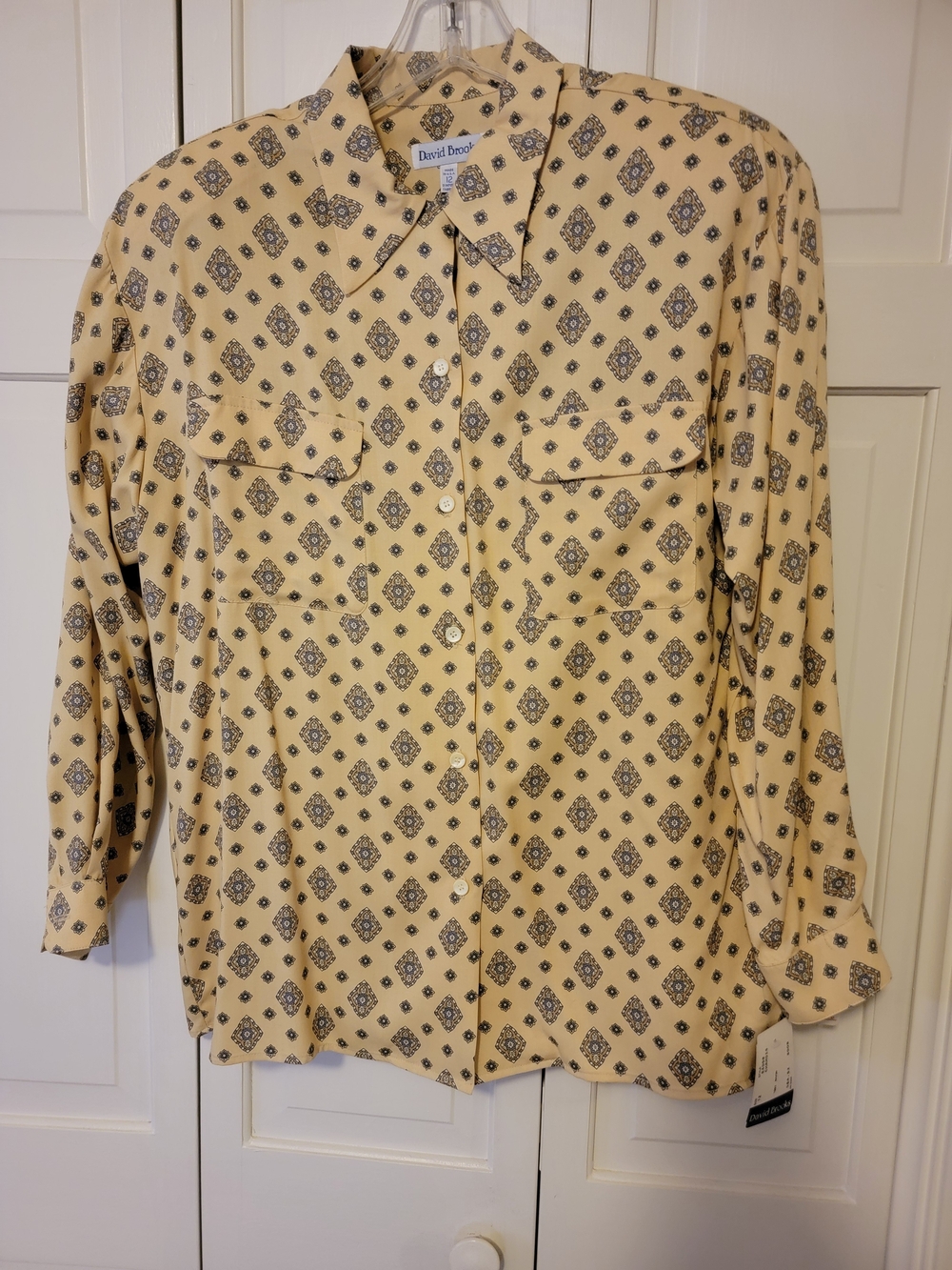david brooks Beige Printed Women's Button-Up Blouse